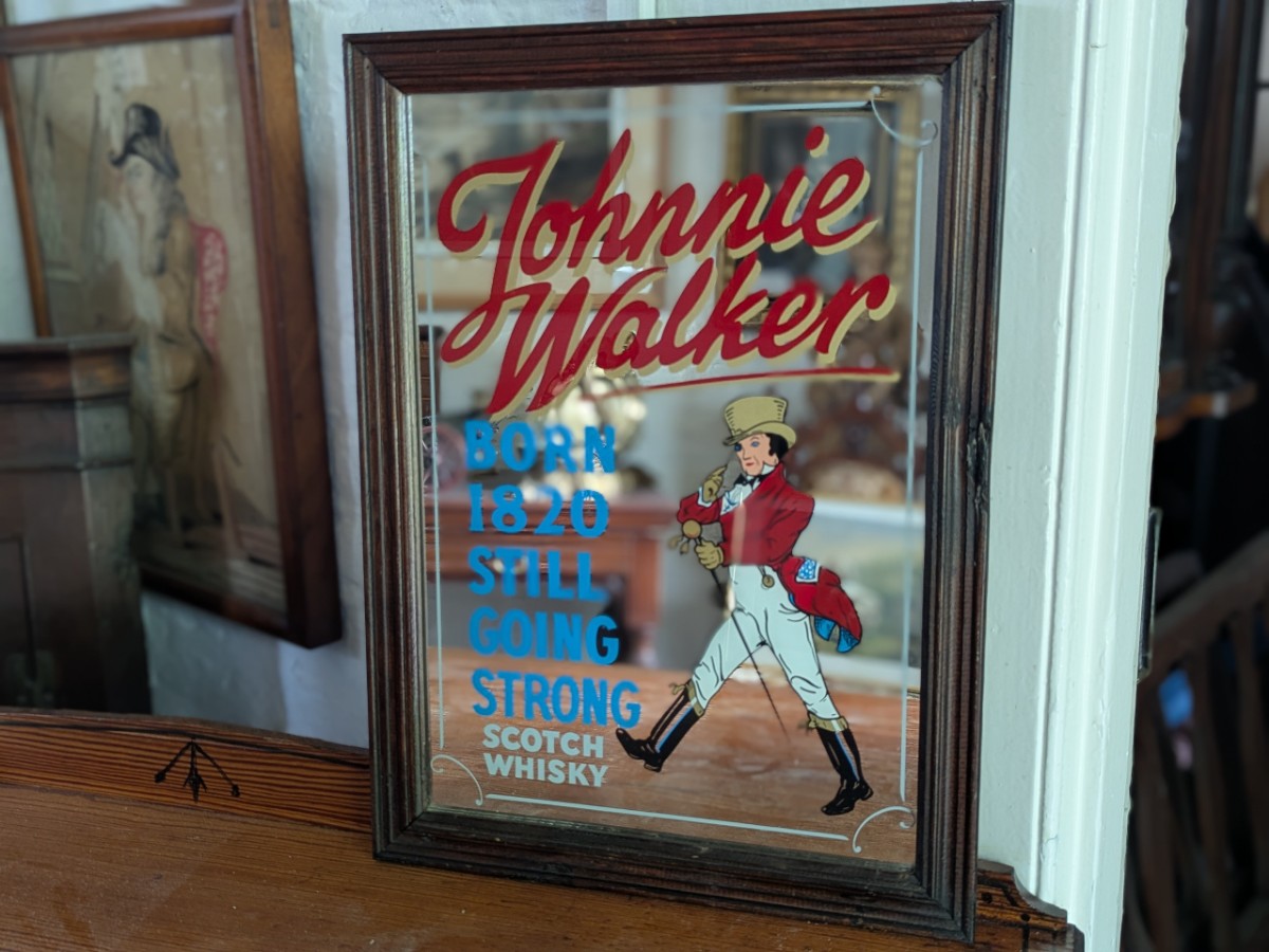Vintage Johnnie Walker Advertising Mirror